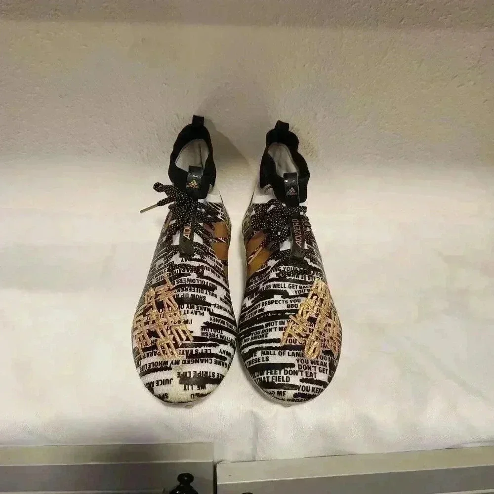 adidas Adizero‎ Football Cleats Men's 13 Black/White Gold Three Stripe Life